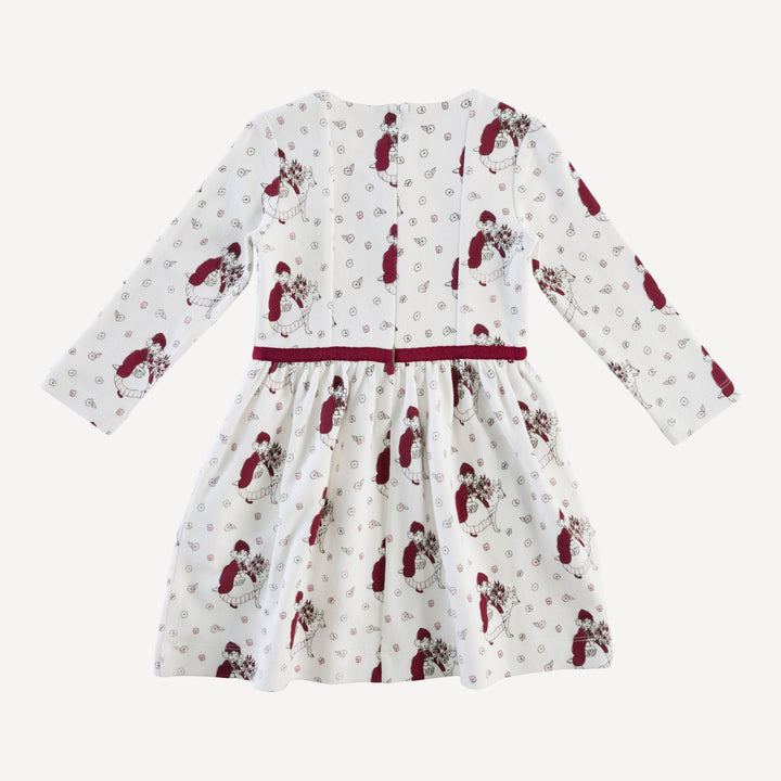 long sleeve skinny bow dress | little red | organic cotton interlock