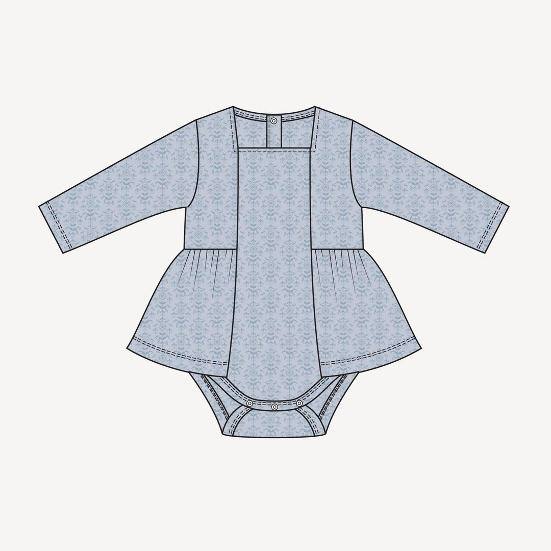 PREORDER long sleeve ballerina bubble | cornflower folk wallpaper | bamboo