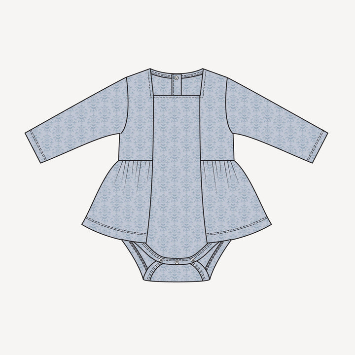 PREORDER long sleeve ballerina bubble | cornflower folk wallpaper | bamboo