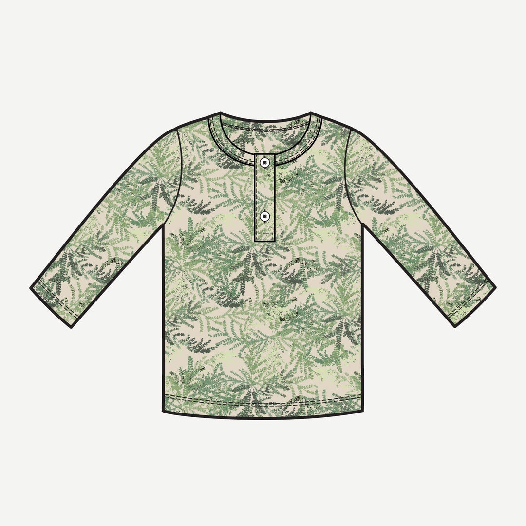 PREORDER long sleeve basic henley tee | woods fern | modal