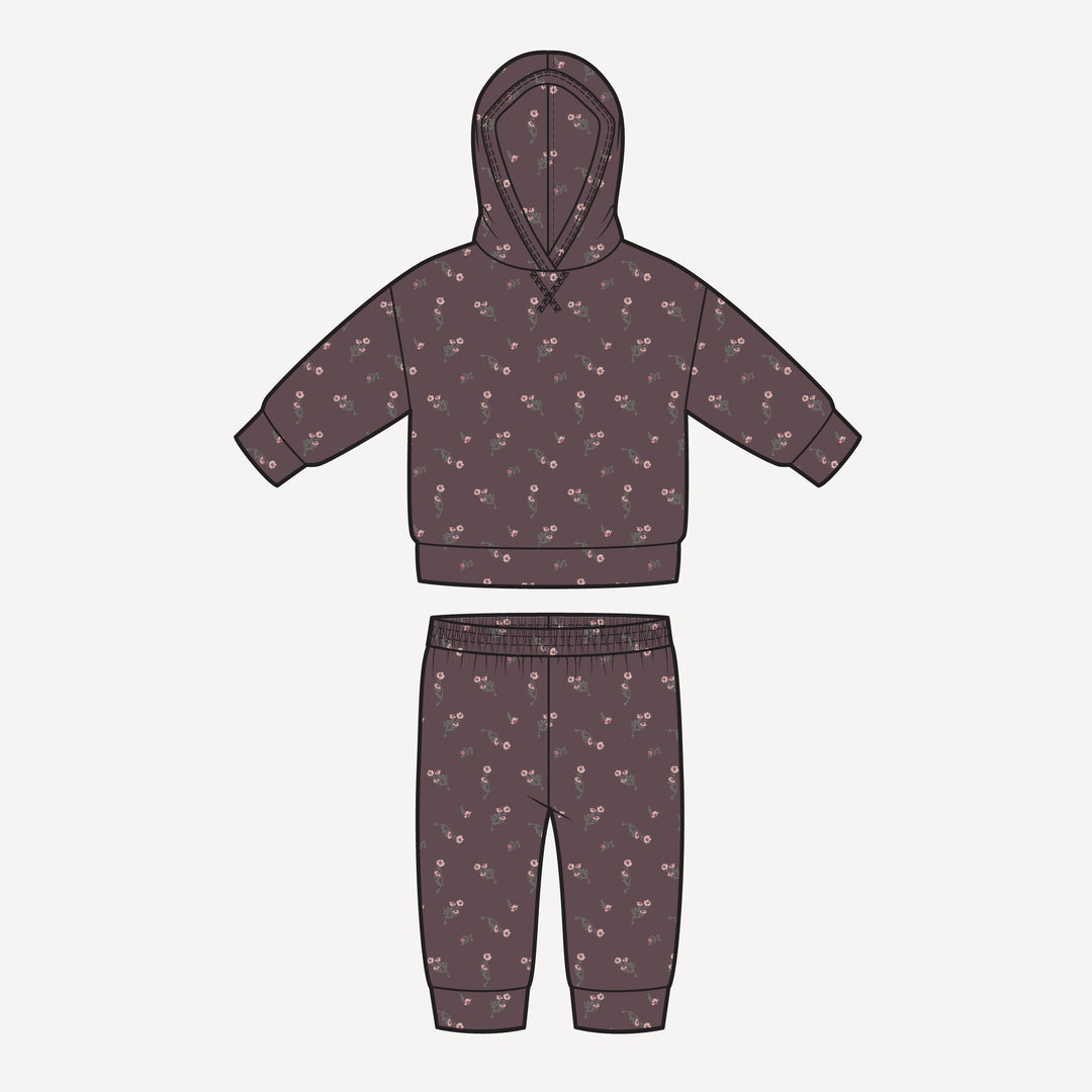 PREORDER long sleeve hooded cuffed jogger set | huckleberry chamomile | bamboo
