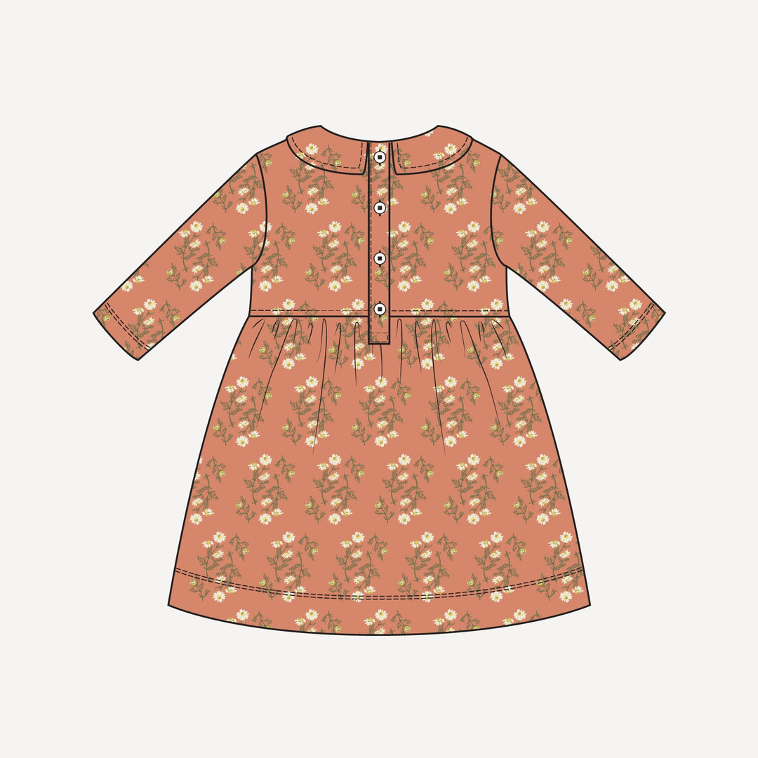 PREORDER long sleeve peter pan dress | wild chamomile | bamboo