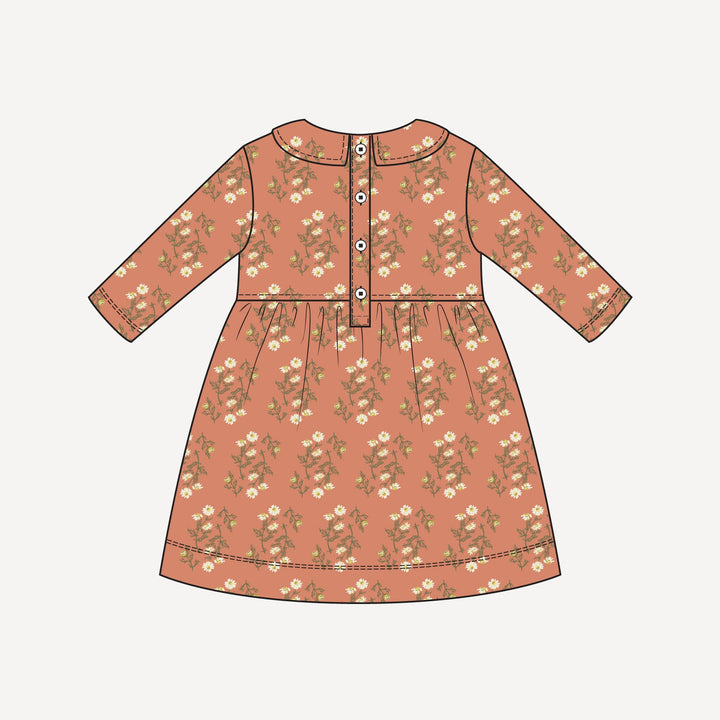 PREORDER long sleeve peter pan dress | wild chamomile | bamboo
