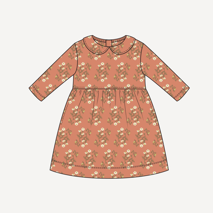 PREORDER long sleeve peter pan dress | wild chamomile | bamboo
