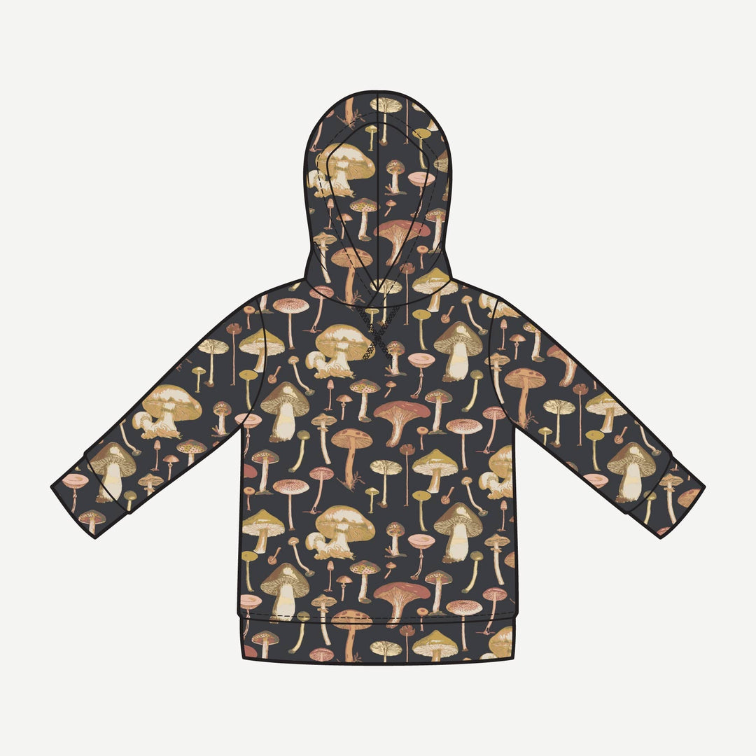 PREORDER long sleeve essential skinny hoodie | black mushroom litho | modal