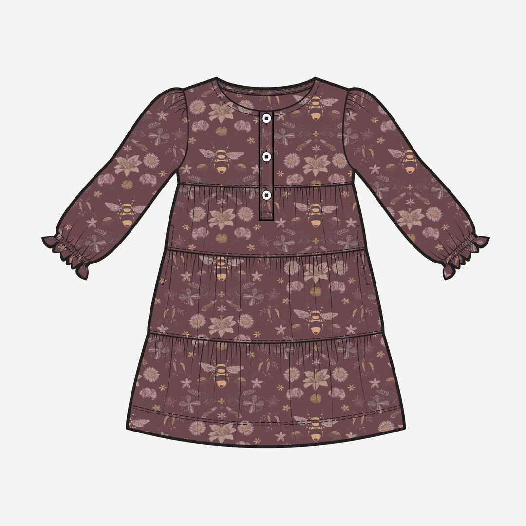 PREORDER long sleeve prairie dress | mahogany bee | modal
