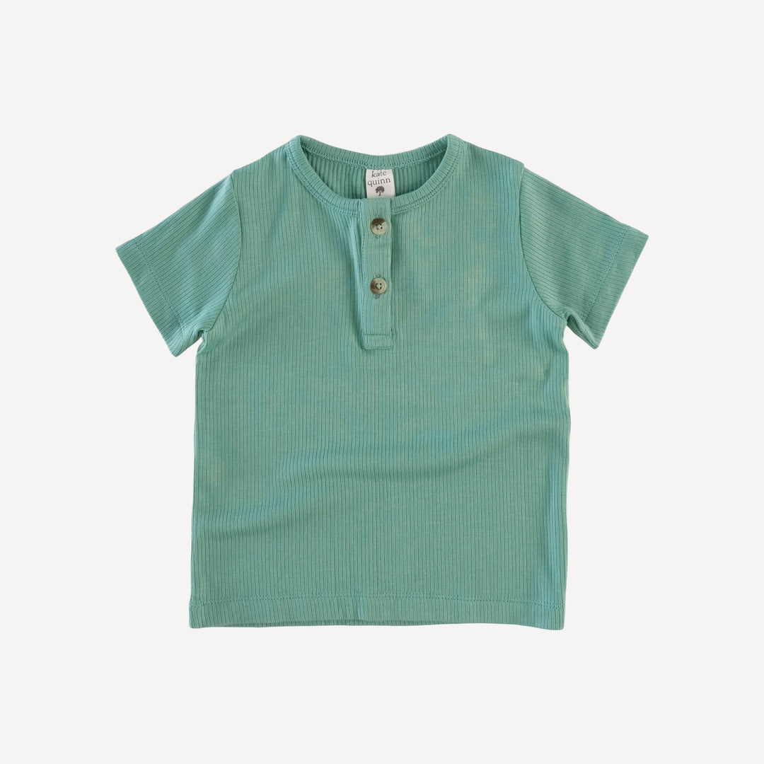 short sleeve basic henley tee | malachite | modal skinny rib