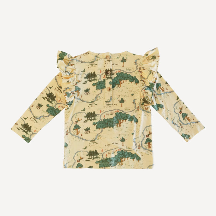 long flutter sleeve tee | map | bamboo