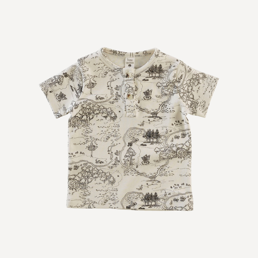 short sleeve basic henley tee | map | organic cotton interlock