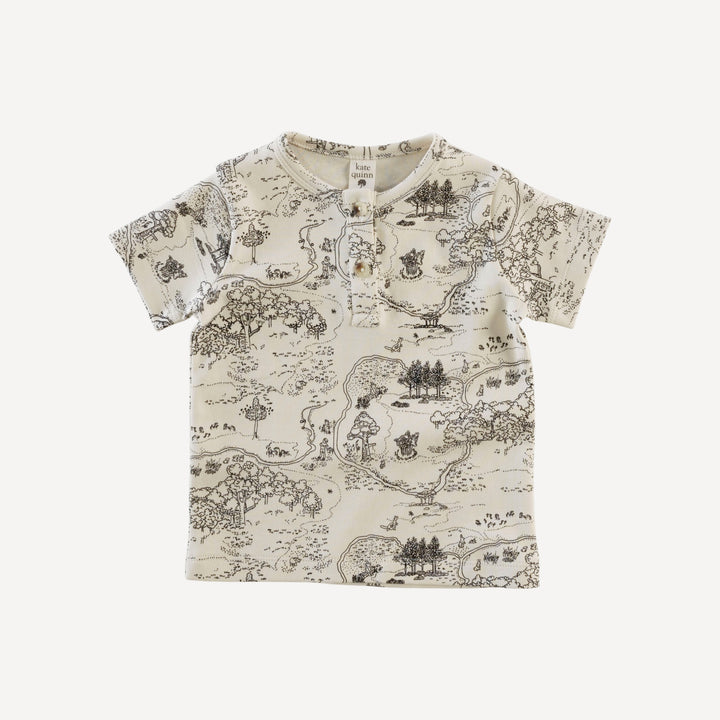 short sleeve basic henley tee | map | organic cotton interlock