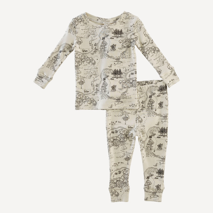 long sleeve crew neck pj set | map | organic cotton interlock