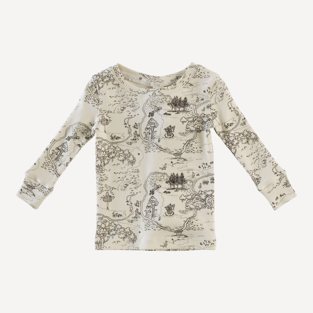 long sleeve crew neck pj set | map | organic cotton interlock