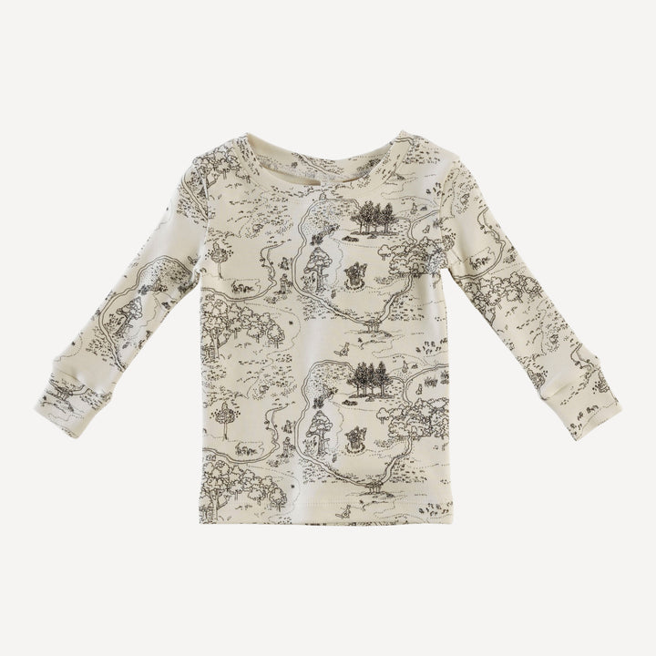 long sleeve crew neck pj set | map | organic cotton interlock