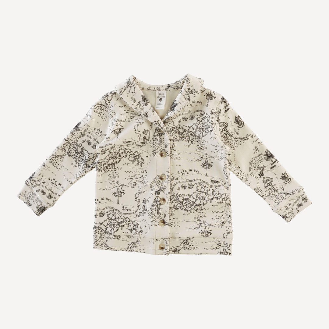 shawl collar cardigan | map | organic cotton interlock