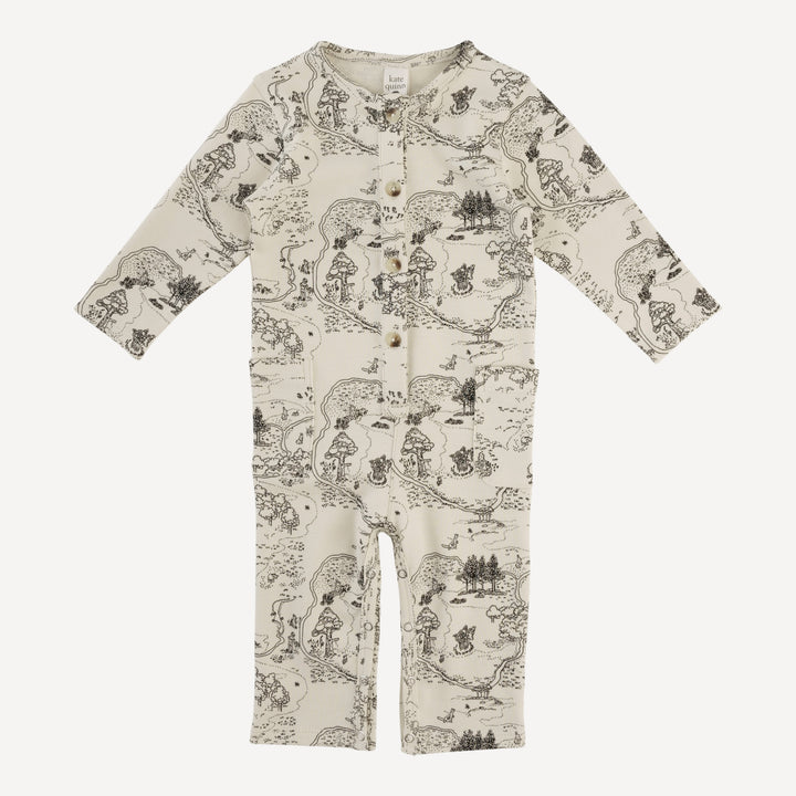 long sleeve pocket coverall | map | organic cotton interlock
