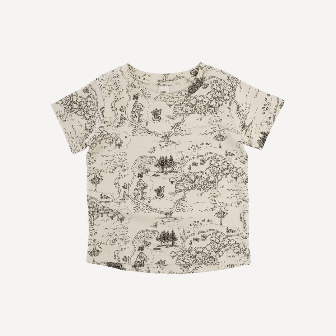 short sleeve boxy essential top stitch tee | map | organic cotton interlock