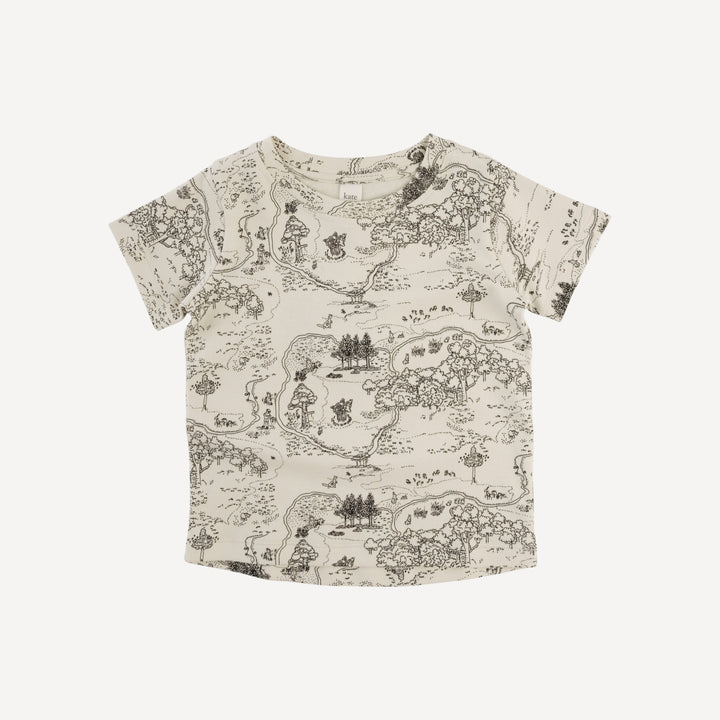 short sleeve boxy essential top stitch tee | map | organic cotton interlock