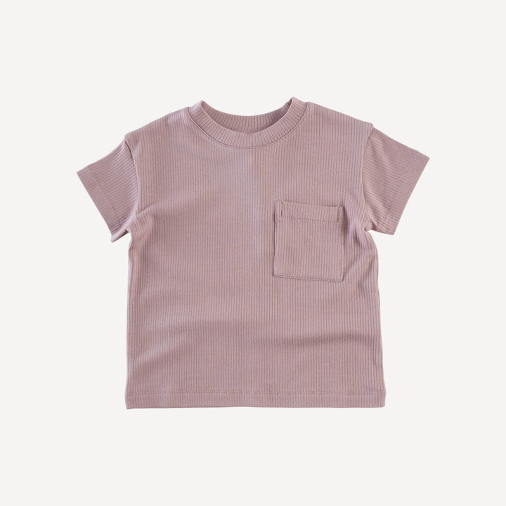 short sleeve relaxed classic pocket tee | mauve taupe | modal skinny rib