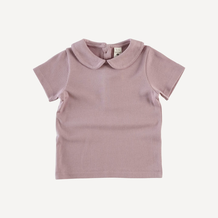 short sleeve peter pan tee | mauve taupe | modal skinny rib