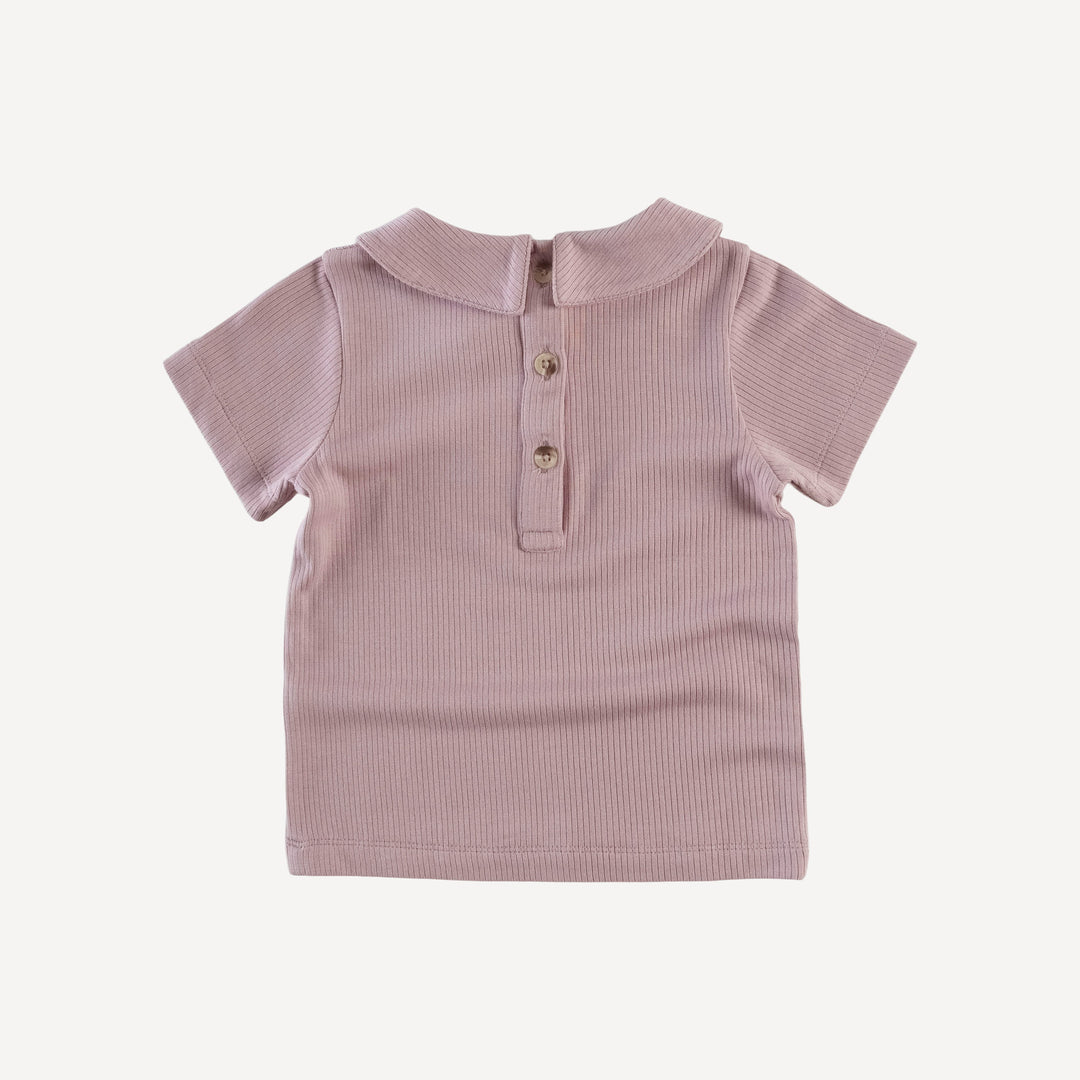 short sleeve peter pan tee | mauve taupe | modal skinny rib