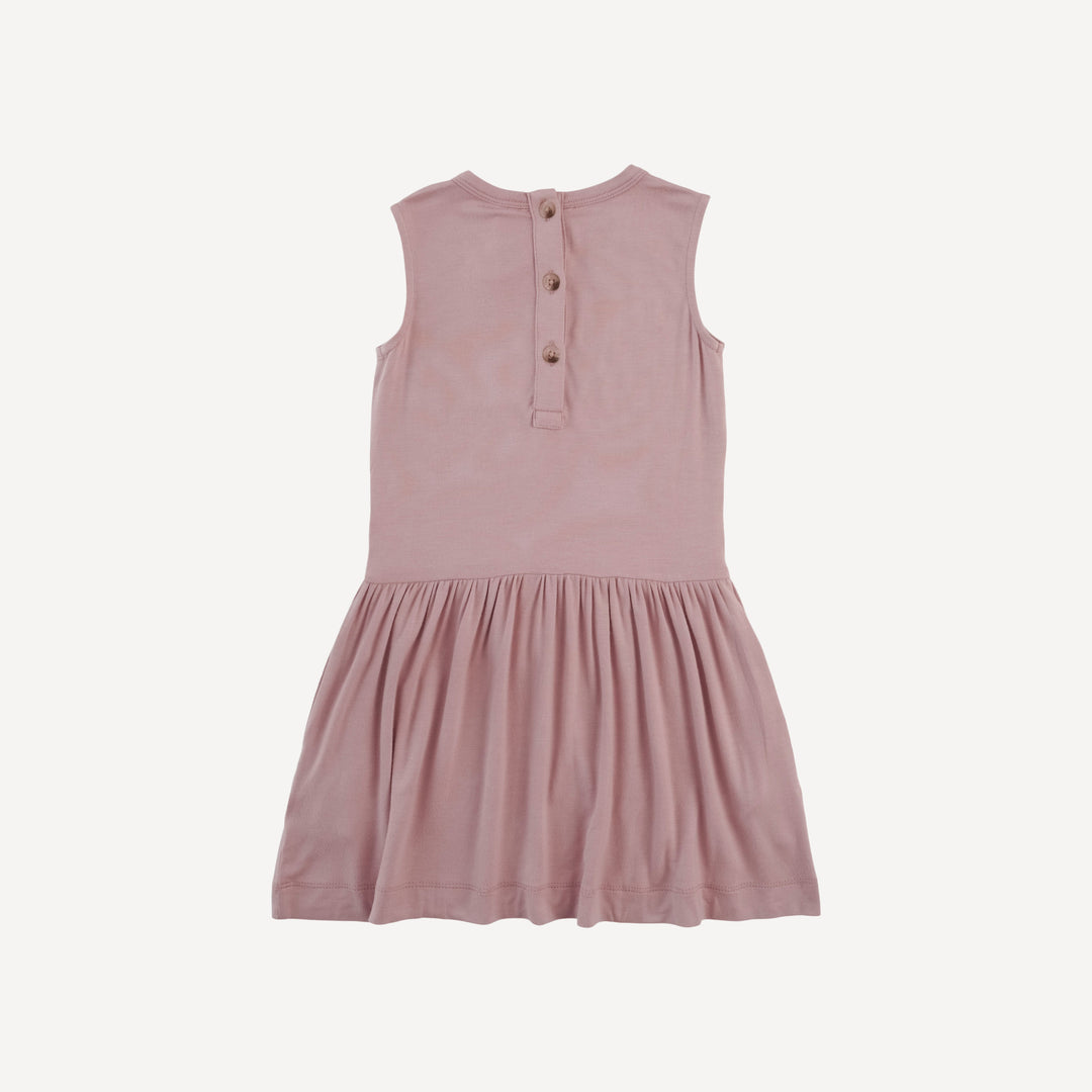 sleeveless drop waist dress | mauve | bamboo