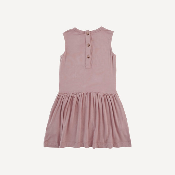 sleeveless drop waist dress | mauve | bamboo