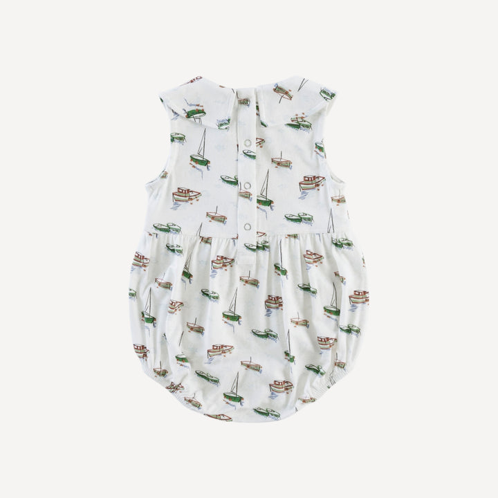 sleeveless peter pan bubble | mediterranean boats | bamboo