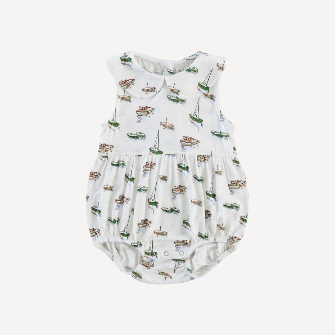 sleeveless peter pan bubble | mediterranean boats | bamboo