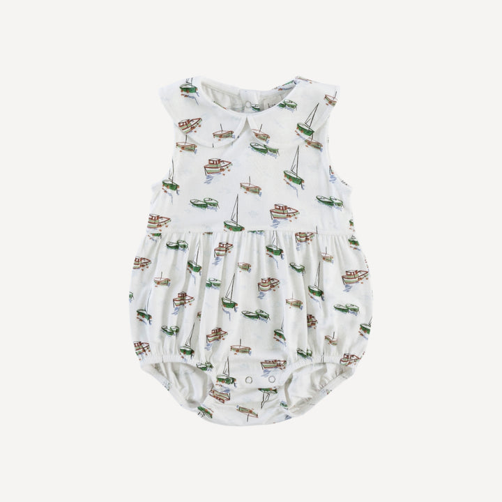 sleeveless peter pan bubble | mediterranean boats | bamboo
