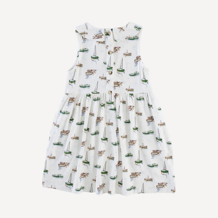 sleeveless peter pan dress | mediterranean boats | bamboo