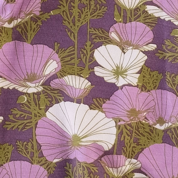 short sleeve pom pom bubble crop top | purple poppies | bamboo