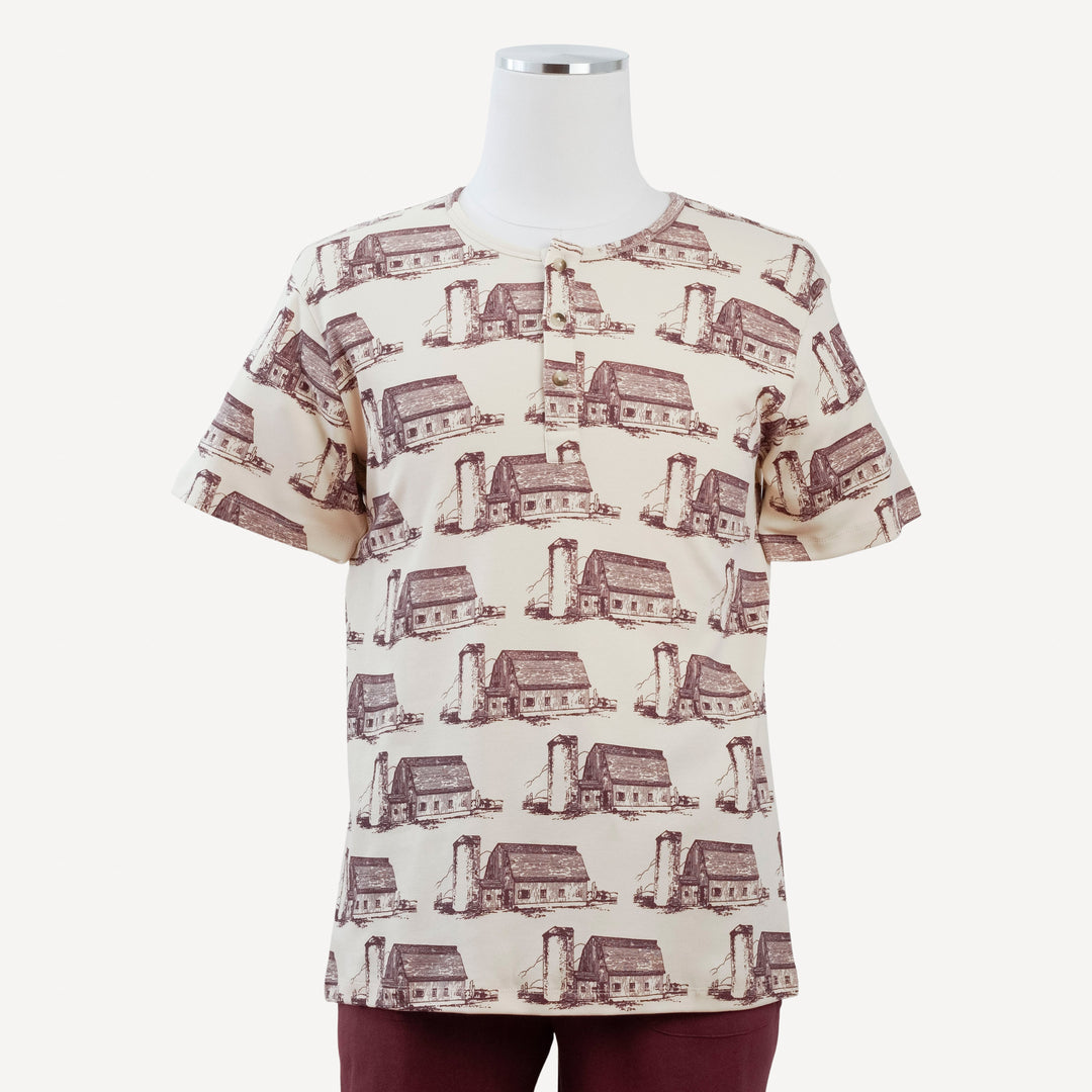 mens short sleeve henley top | barn | organic cotton interlock