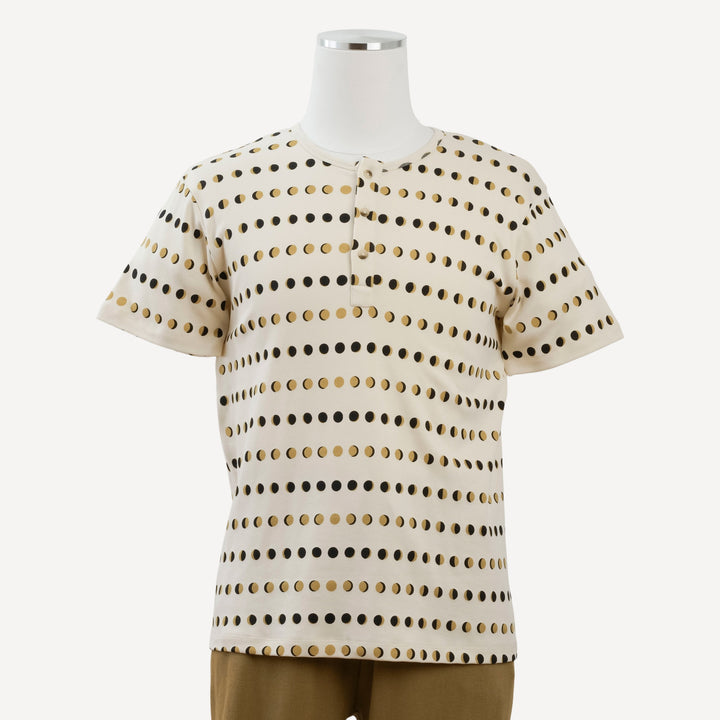 mens short sleeve henley top | moon phase | organic cotton interlock