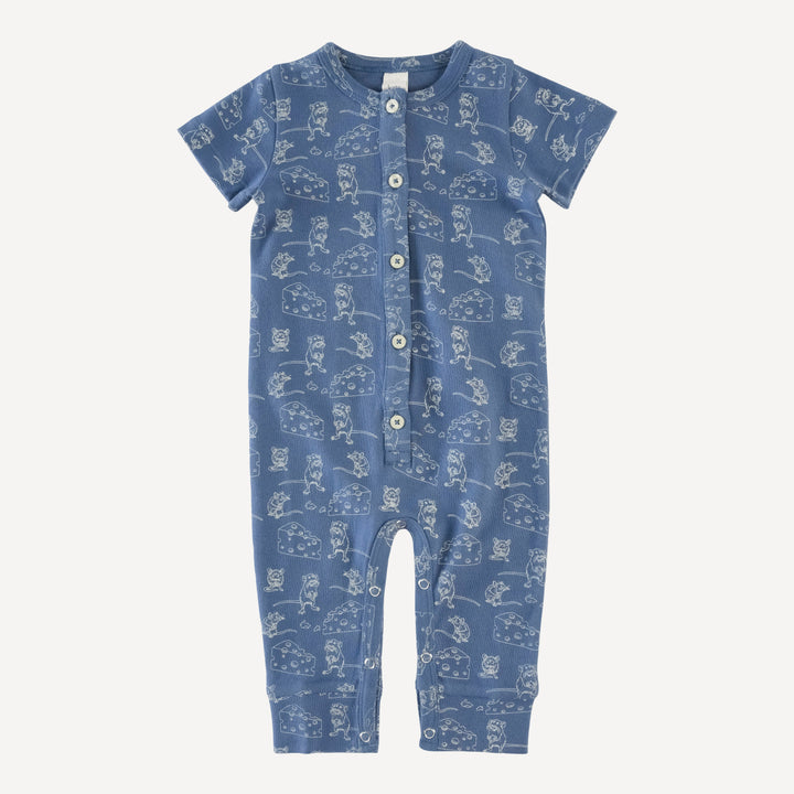 short sleeve button sport jumpsuit | mice & cheese | organic cotton interlock