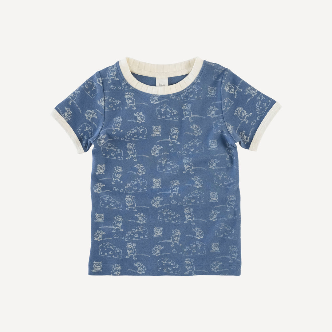 short sleeve ringer tee | mice & cheese | organic cotton interlock