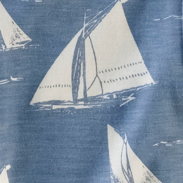 short sleeve button down pocket jumpsuit | mid-century sailing | bamboo
