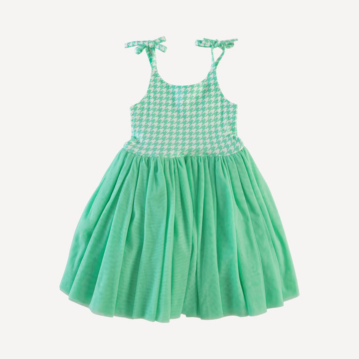 spaghetti tie ballerina tulle dress | mint houndstooth | bamboo