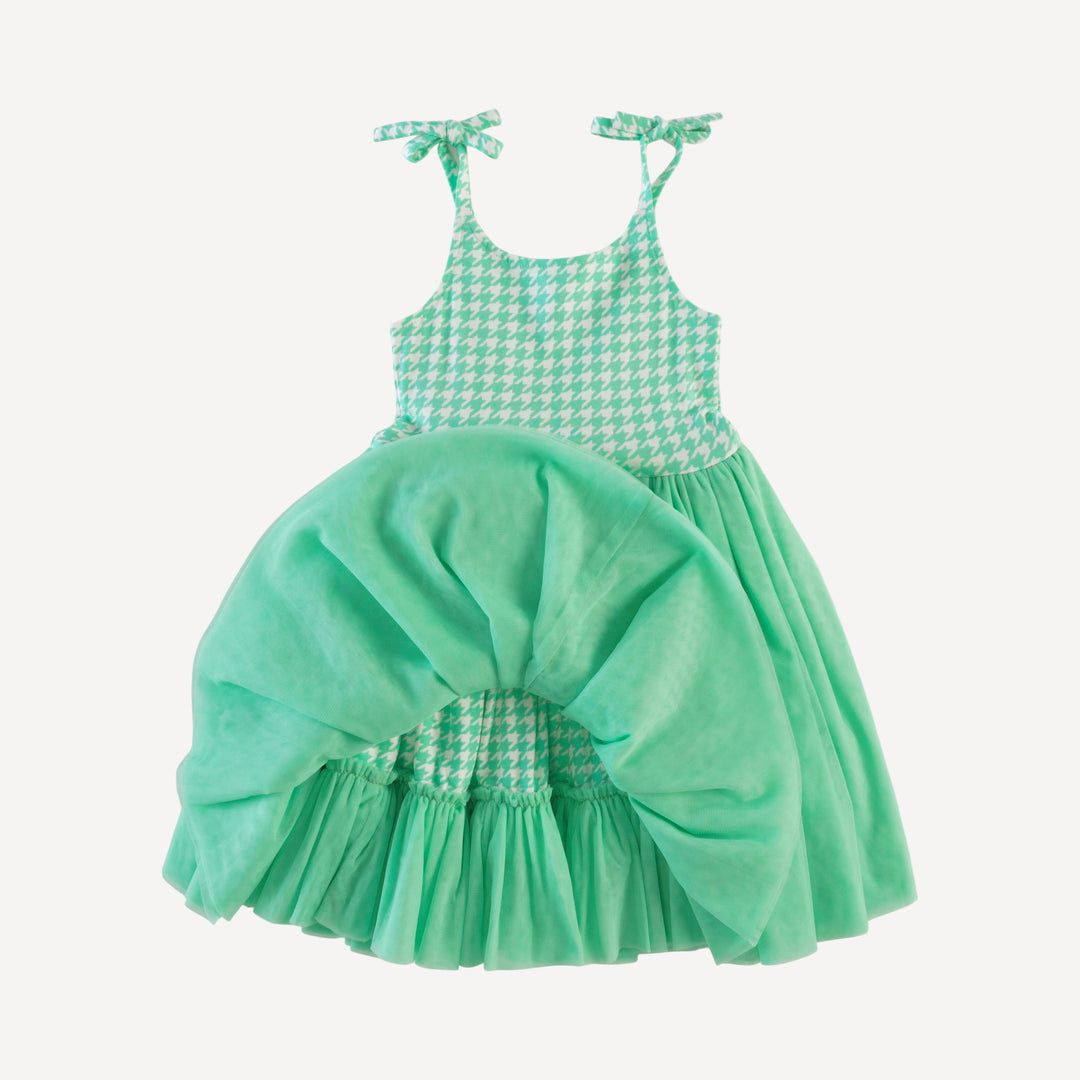 spaghetti tie ballerina tulle dress | mint houndstooth | bamboo