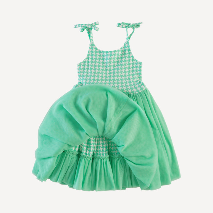 spaghetti tie ballerina tulle dress | mint houndstooth | bamboo