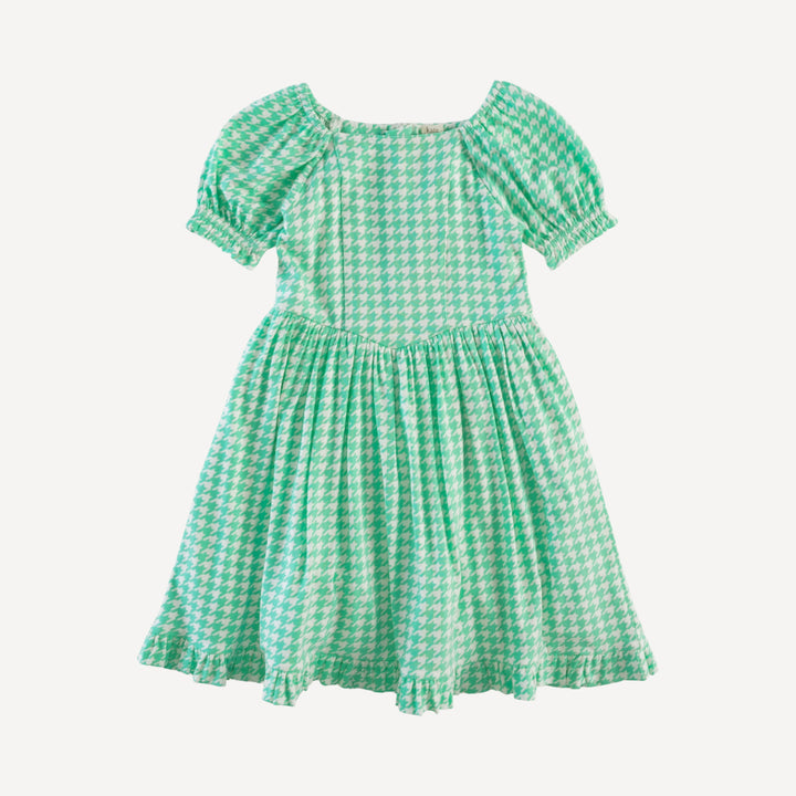 puff sleeve v-waist princess dress | mint houndstooth | bamboo