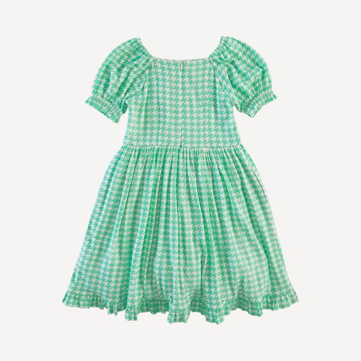 puff sleeve v-waist princess dress | mint houndstooth | bamboo