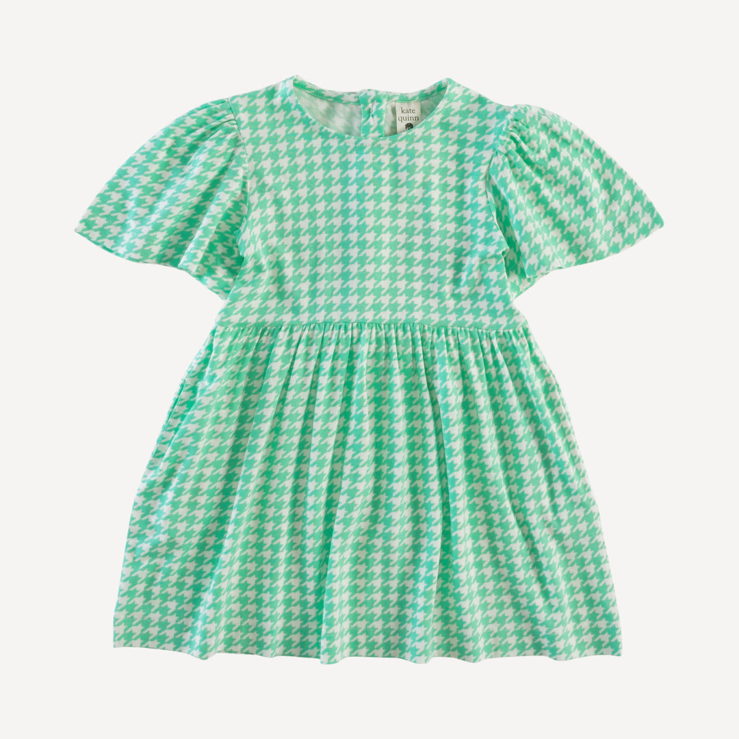 bell sleeve dress | mint houndstooth | bamboo