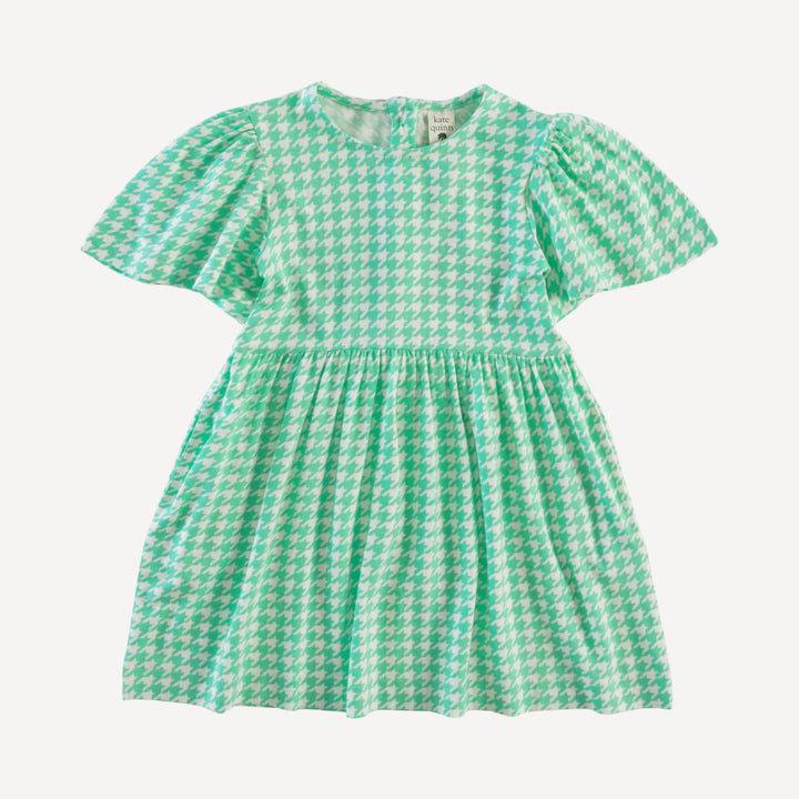 bell sleeve dress | mint houndstooth | bamboo