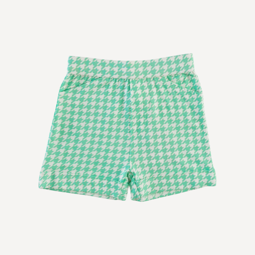 cuffed pocket short | mint houndstooth | bamboo