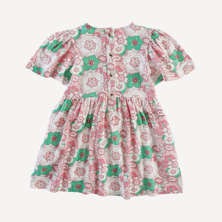 bell sleeve dress | mint pink mid-century floral | bamboo
