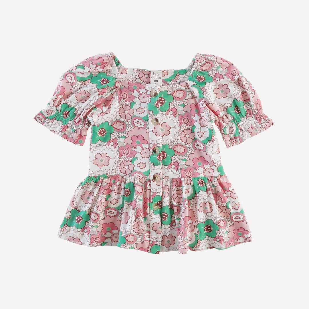 100 acre wood top | mint pink mid-century floral | bamboo