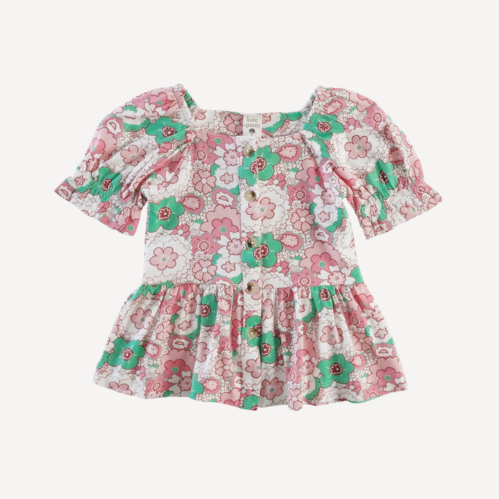 100 acre wood top | mint pink mid-century floral | bamboo
