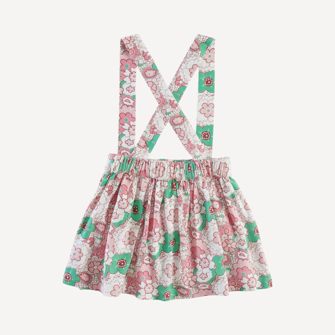 suspender skirt | mint pink mid-century floral | bamboo