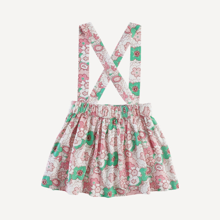 suspender skirt | mint pink mid-century floral | bamboo