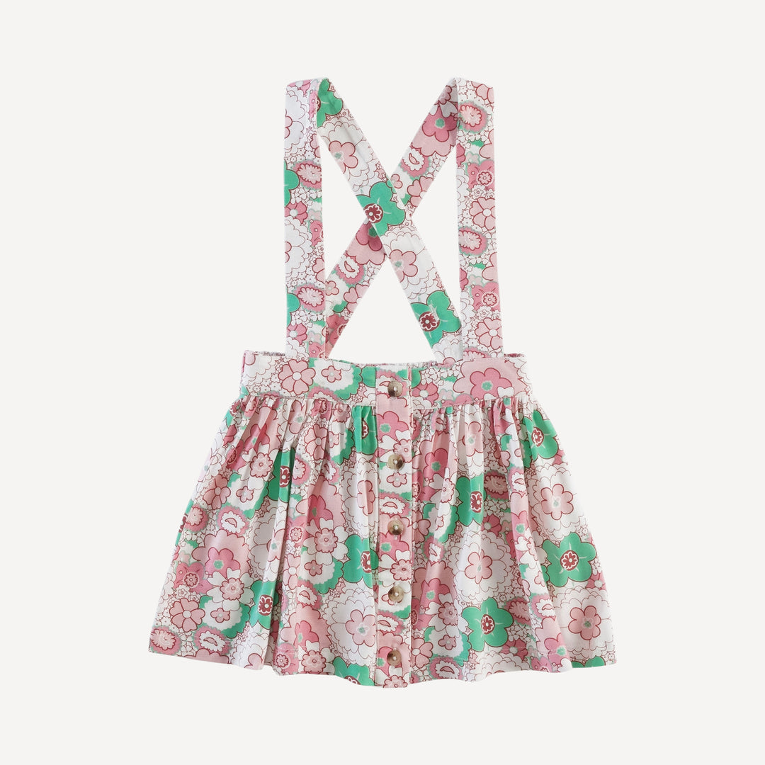 suspender skirt | mint pink mid-century floral | bamboo
